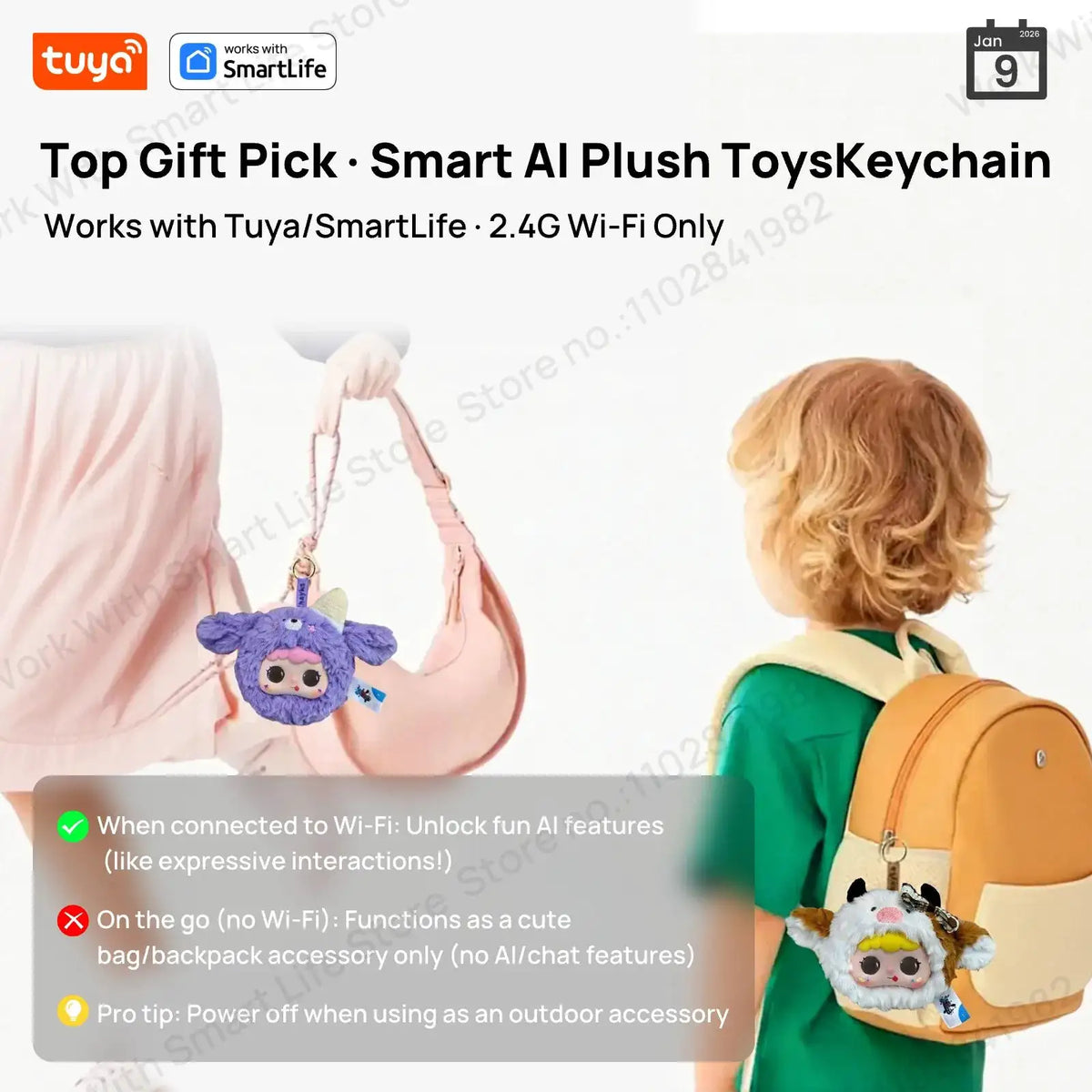 Tuya Smart AI Plush Robot W/LED Eyes & Voice Control, Interactive Smart Toy USB Rechargeable Companion for Kids Gifts/Smart Home