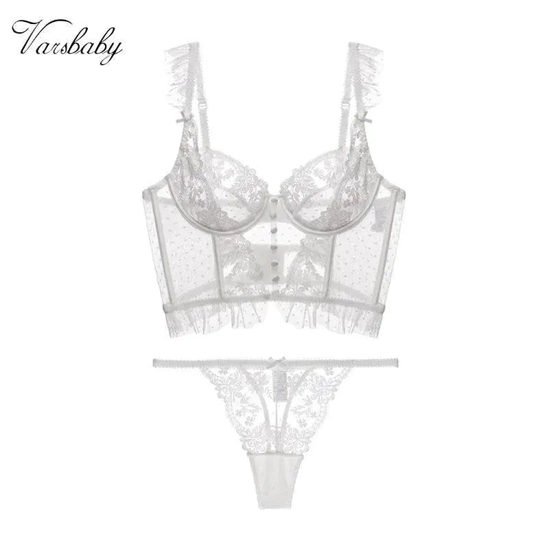 Varsbaby Mesh Seduction Lingerie Set Sheer Bra Thong