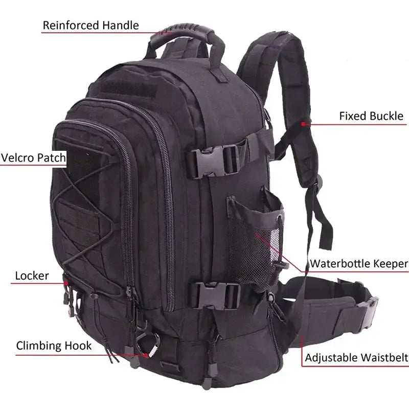 60L Tactical Backpack Molle Rucksack for Outdoor Adventure