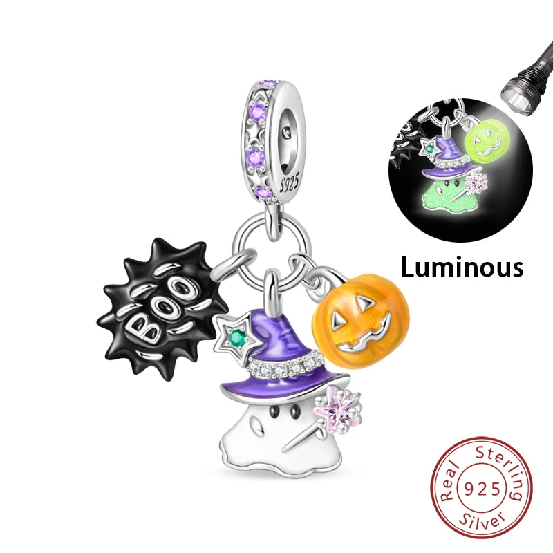 Sterling Silver Halloween Luminous Skull