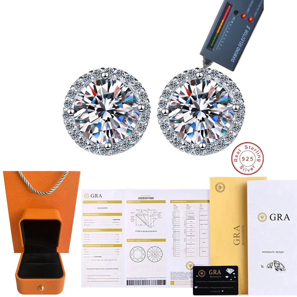 Round Moissanite Stud Earrings in Sterling Silver earplugs earrings — product view 6