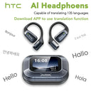 AI Translator Earbuds HTC NE25 Bluetooth 5.3 Real Time Translation 50H Mic