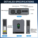 Datouboss three three zero zeroW Hybrid Solar Inverter two fourV Pure Sine Wave Inverter Charger five zero zero zeroW Pv Input one two zeroA Mppt Solar Charge Controller Off Grid Wifi Monitoring Ups one zeroMs Transfer
