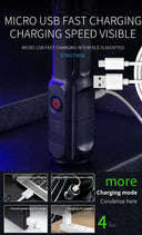 4 Lighting Mode Strong LED Flashlights Telescopic Zoom Torch