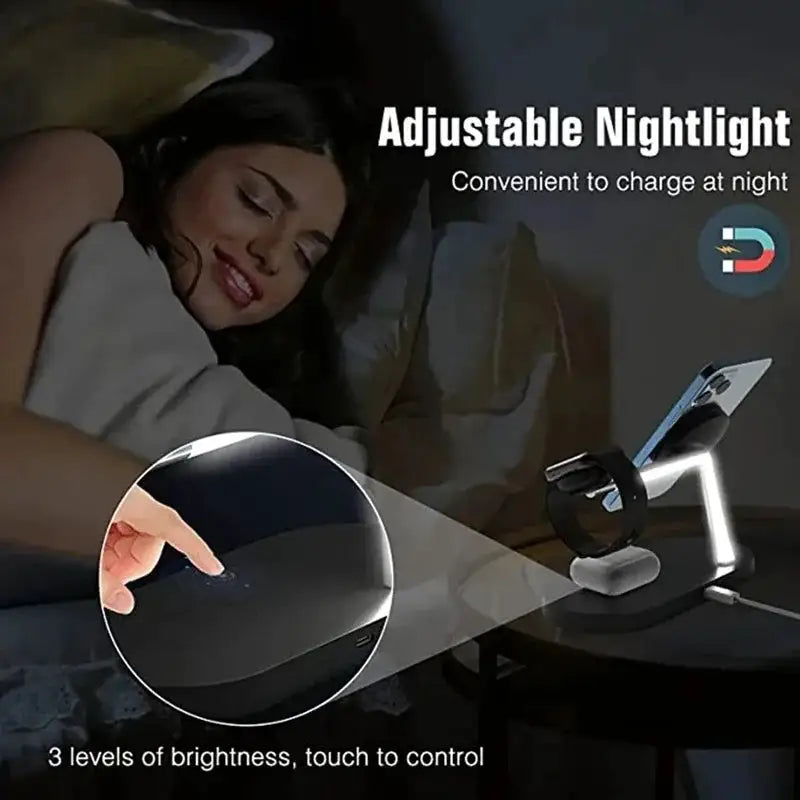3 in 1 Wireless Charger Stand Magnetic For iPhone 12-17 Fast Charging Station for Apple Watch 11 10 9 8 7 6 5 Airpods 2 3 Pro