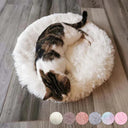 Soft Fleece Round Cat Bed Cozy Pet Sleeping Mat for Dogs