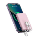 Compact Power Bank - Built In Cables Quick Charge