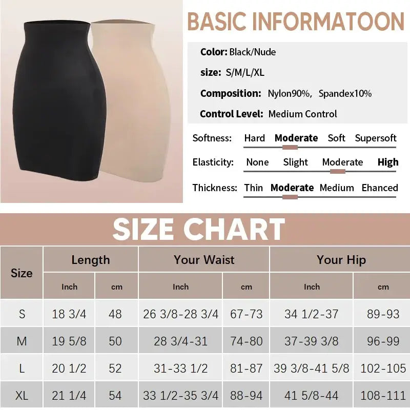 High Waist Seamless Half Slip For Women Tummy Control