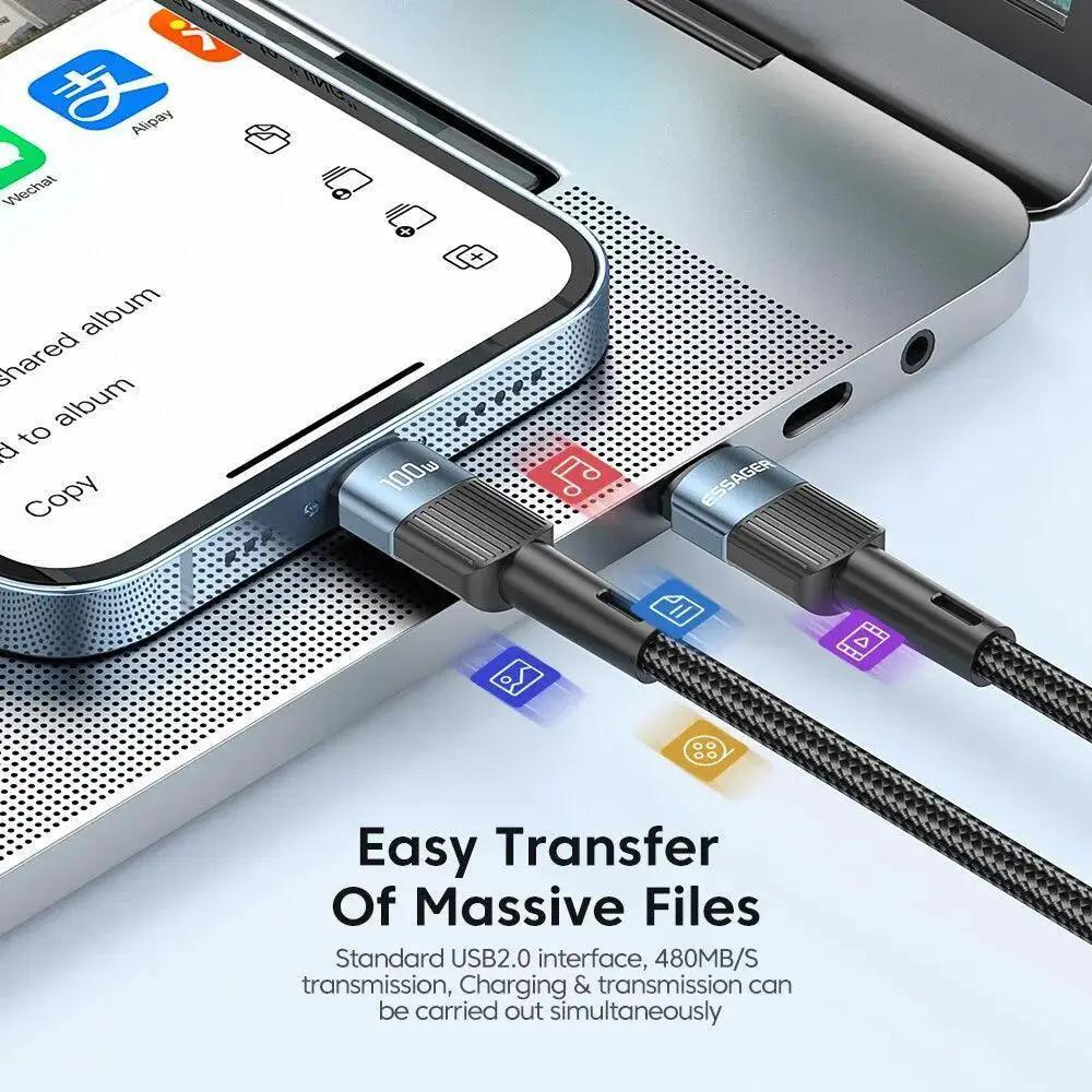 Essager 100W USB C PD Fast Charging Cable For MacBook