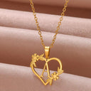 Golden Floral Heart Choker Necklace - Alphabet Jewelry