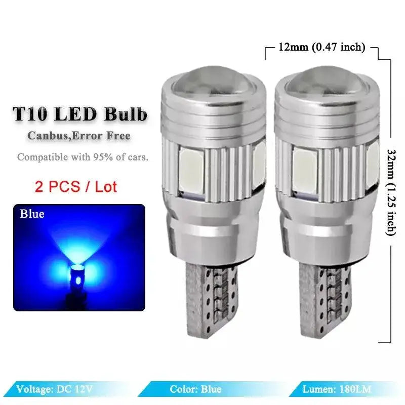 T10 W5W LED Car Bulb Blue 6000K Canbus Signal Light