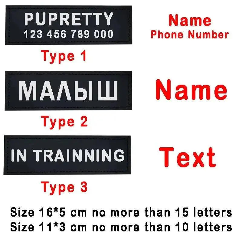 Reflective Personalized Pet Harness Collar ID Tags Paw Heart