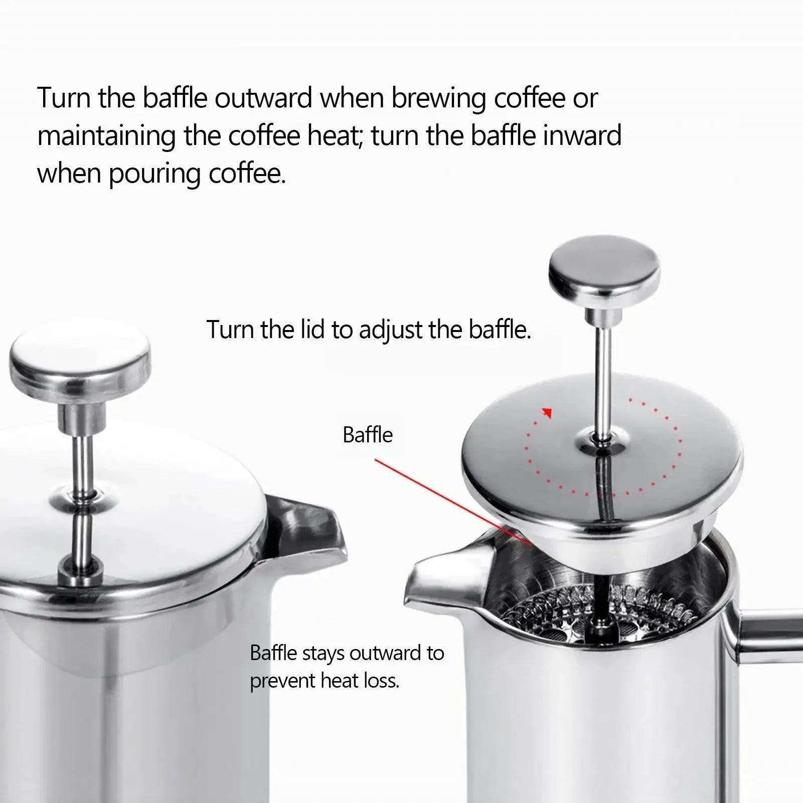 Insulated French Press Coffee Maker Pot 350ml 800ml 1000ml