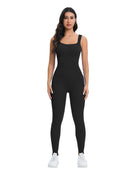 Shapewear Jumpsuits With Built In Bra Bodycon Ribbed Sleeveless Square Necklines