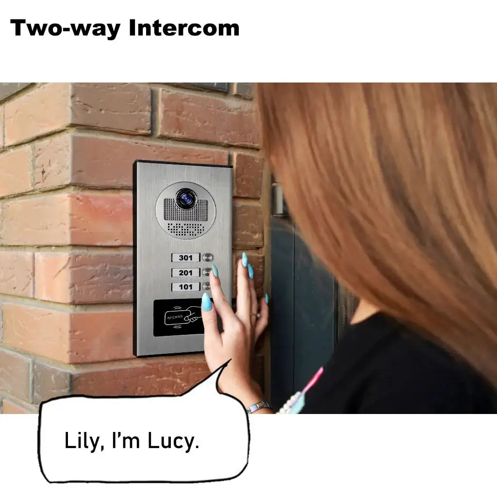 ANJIELO 3 Unit Home Video Intercom for Apartments Residential Intercom Doorbell Video Door Phone System with RFID Card Unlock