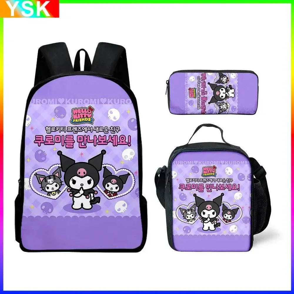 Sanrio Kuromi Backpack Pencil Bag School Bag Set for Kids