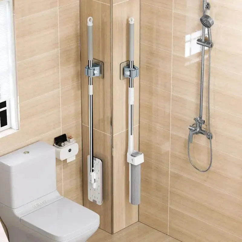 Home Bathroom Storage Rack Hooks Mop Organizer Waterproof