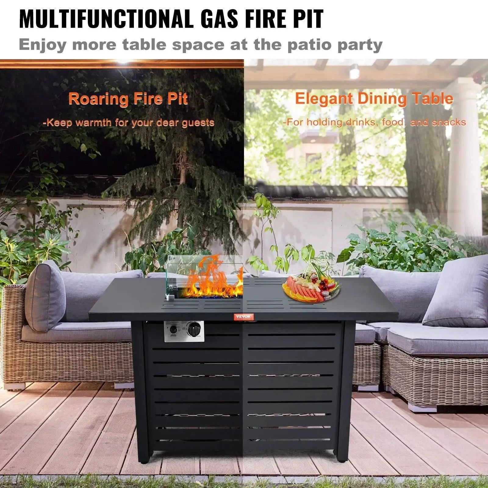 Vevor Gas Fire Pit Table 43 To 54 Inches 50000 BTU Propane