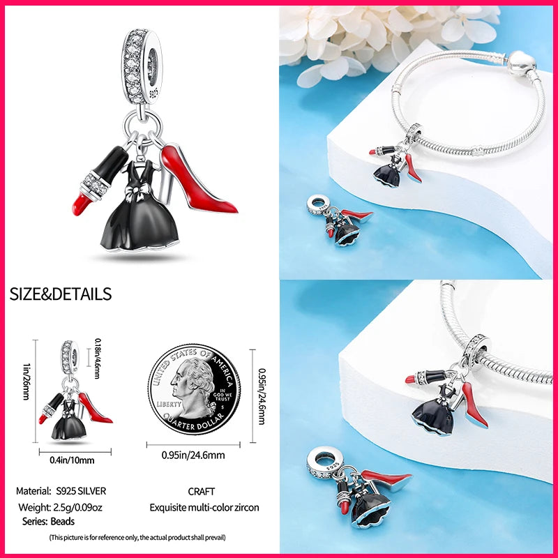 Sterling Silver Heels Lipstick Camera