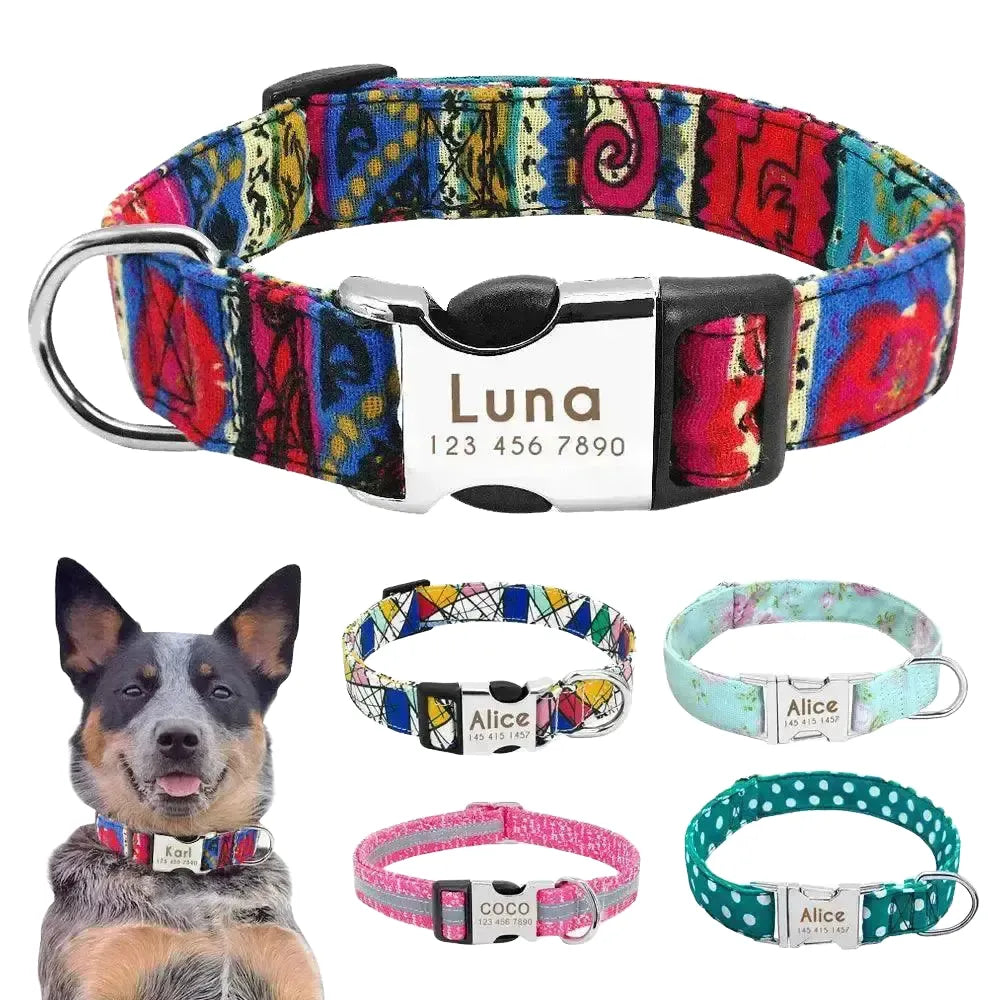 Reflective Dog Collar With ID Engraving — product view 1