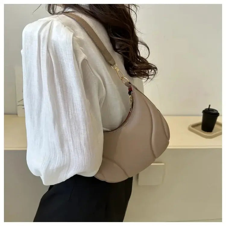 Retro Solid Color PU Leather Shoulder Bag for Women