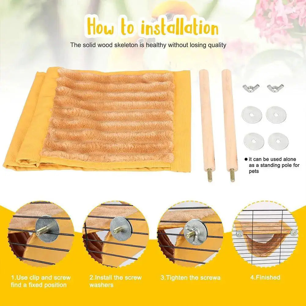 Pet Hammock Nest Bed For Parrots And Hamsters Cozy Washable