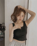 Tank Top for Women Ribbed Button Down Sleeveless Blouse