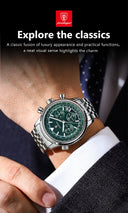 Luxury Mens Chronograph Stainless Steel Watch Date Luminous Waterproof