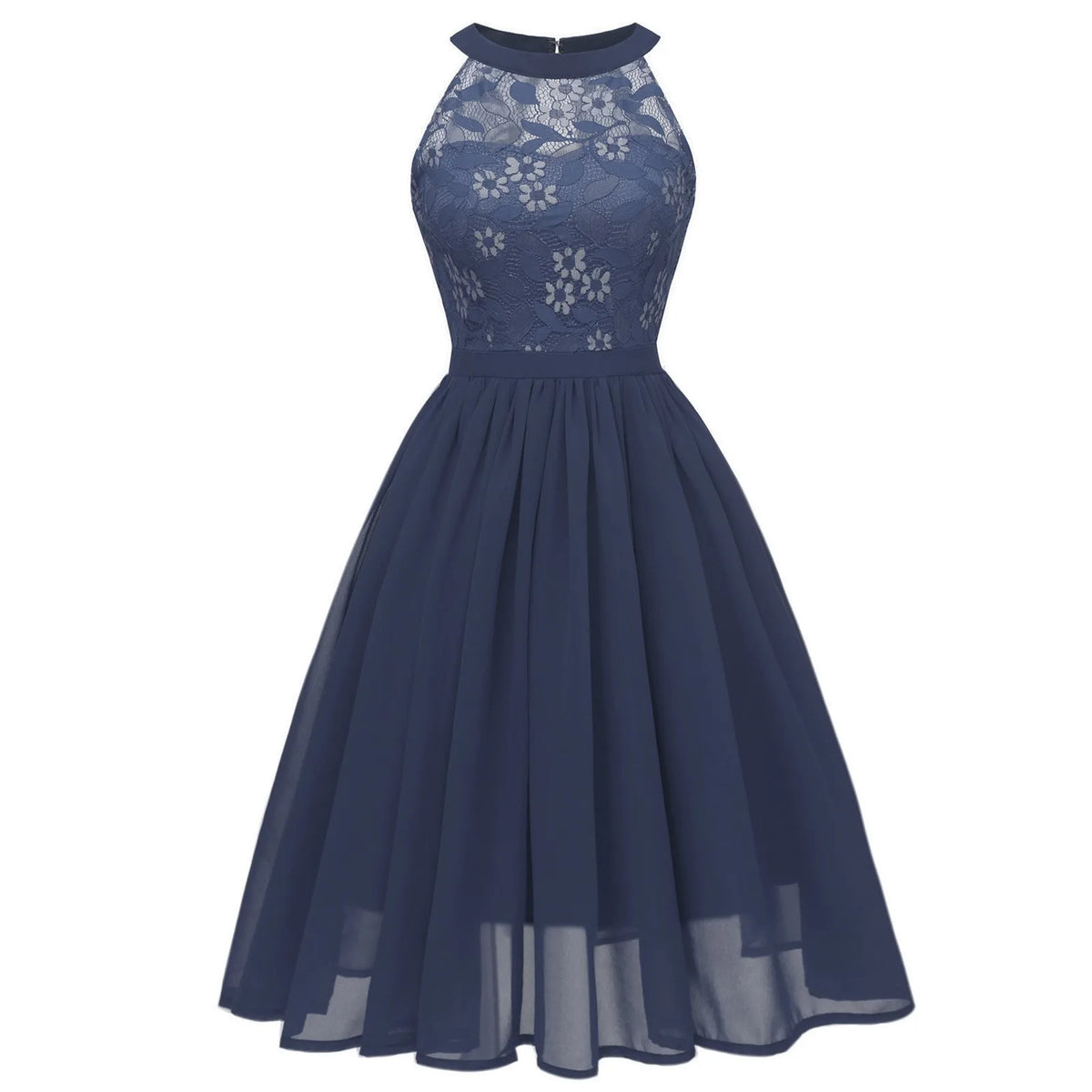 Sleeveless Lace Chiffon Cocktail Dress