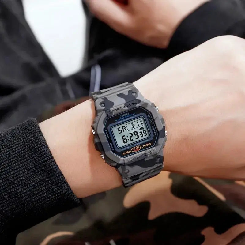 SKMEI Retro Style Dual Time Digital Sports Watch For Men