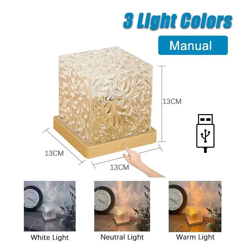 Rotating Water Ripple Projector Night Light Lamp 16 Colors