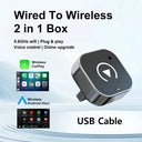 2026 Wireless CarPlay Adapter 2 in 1 Plug and Play Dongle for Apple Android