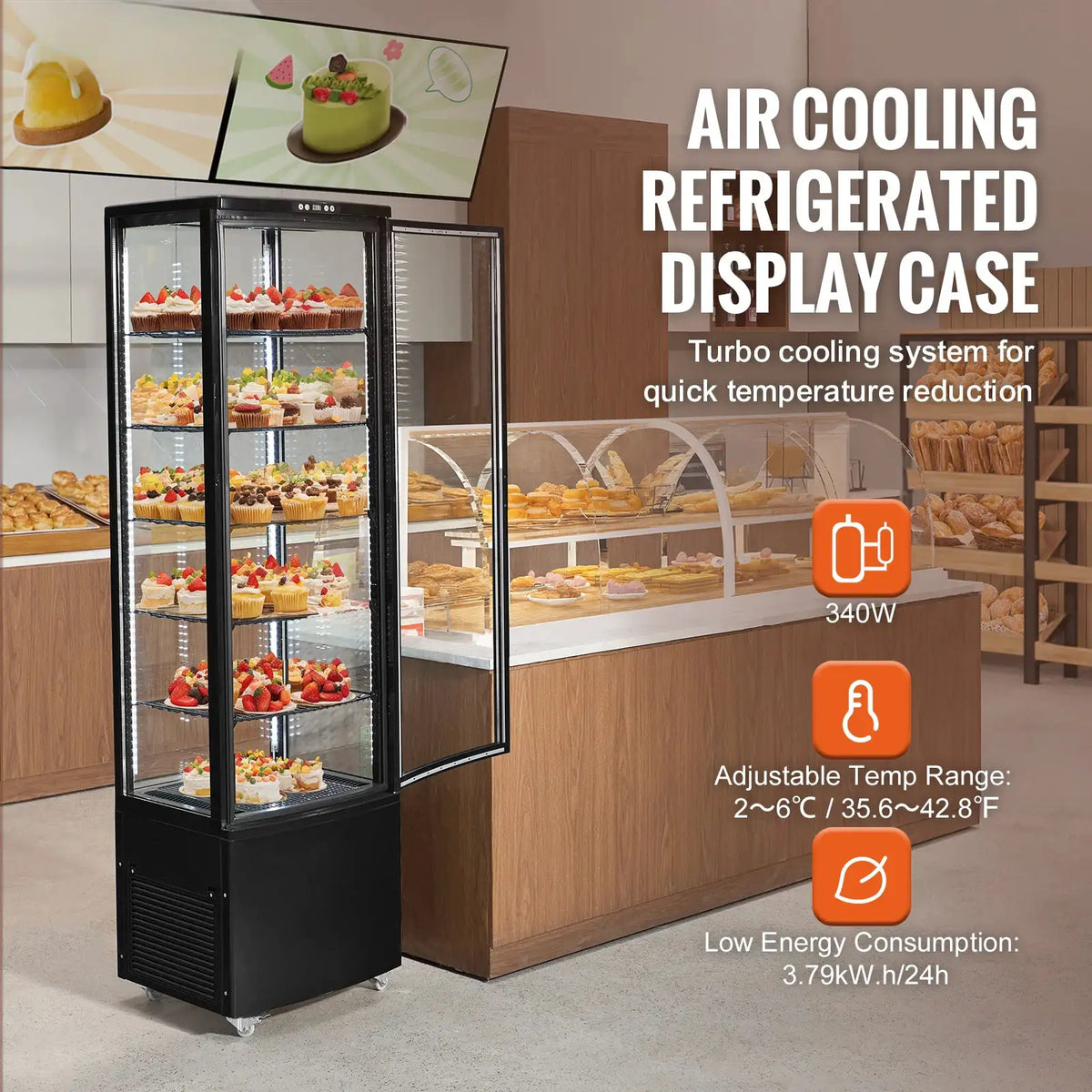 SucceBuy cft Refrigerated Display Case Large Commercial Pastry — product view 2