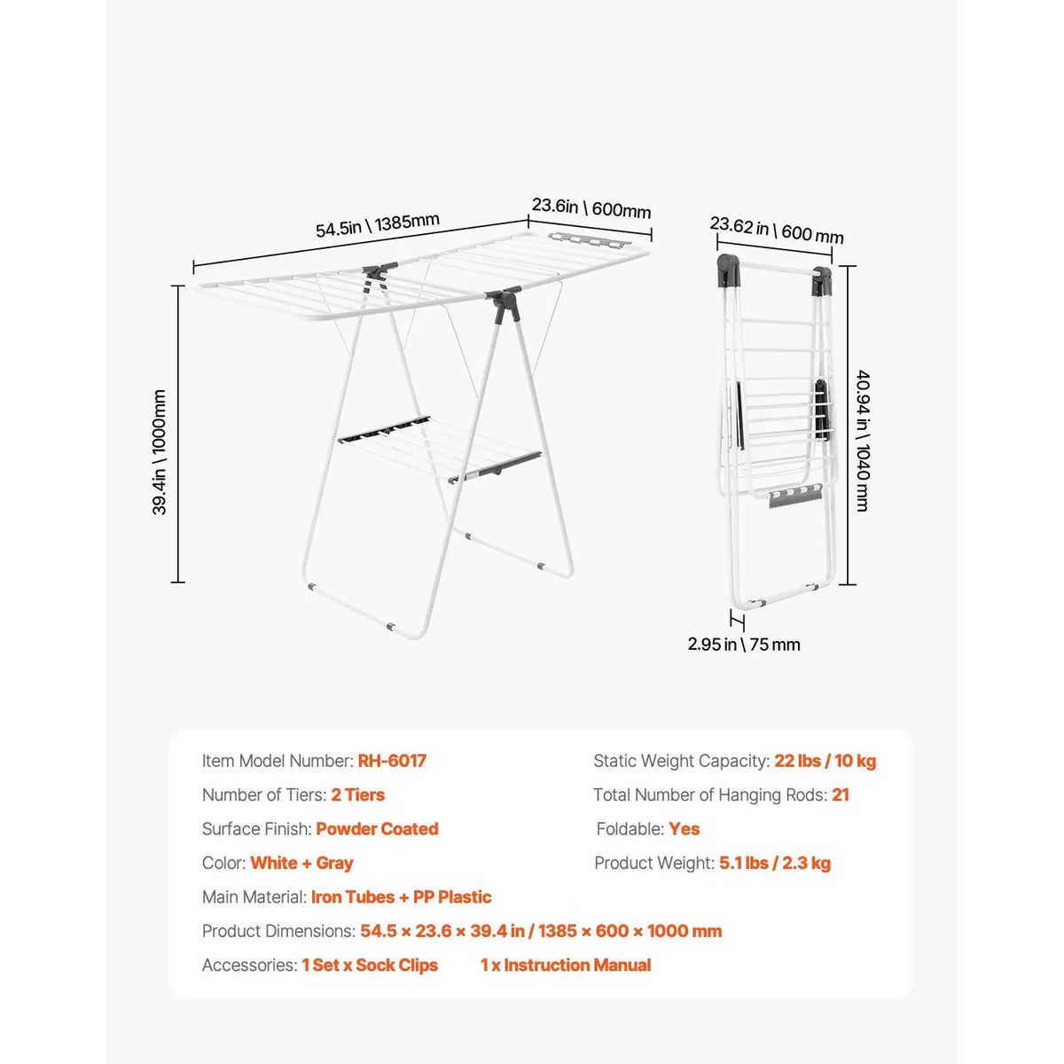 Adjustable Foldable Laundry Drying Rack — product view 8