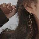 Minimalist Long Wavy Fringe Drop Earrings For Women Fashionable Hanging Jewelry