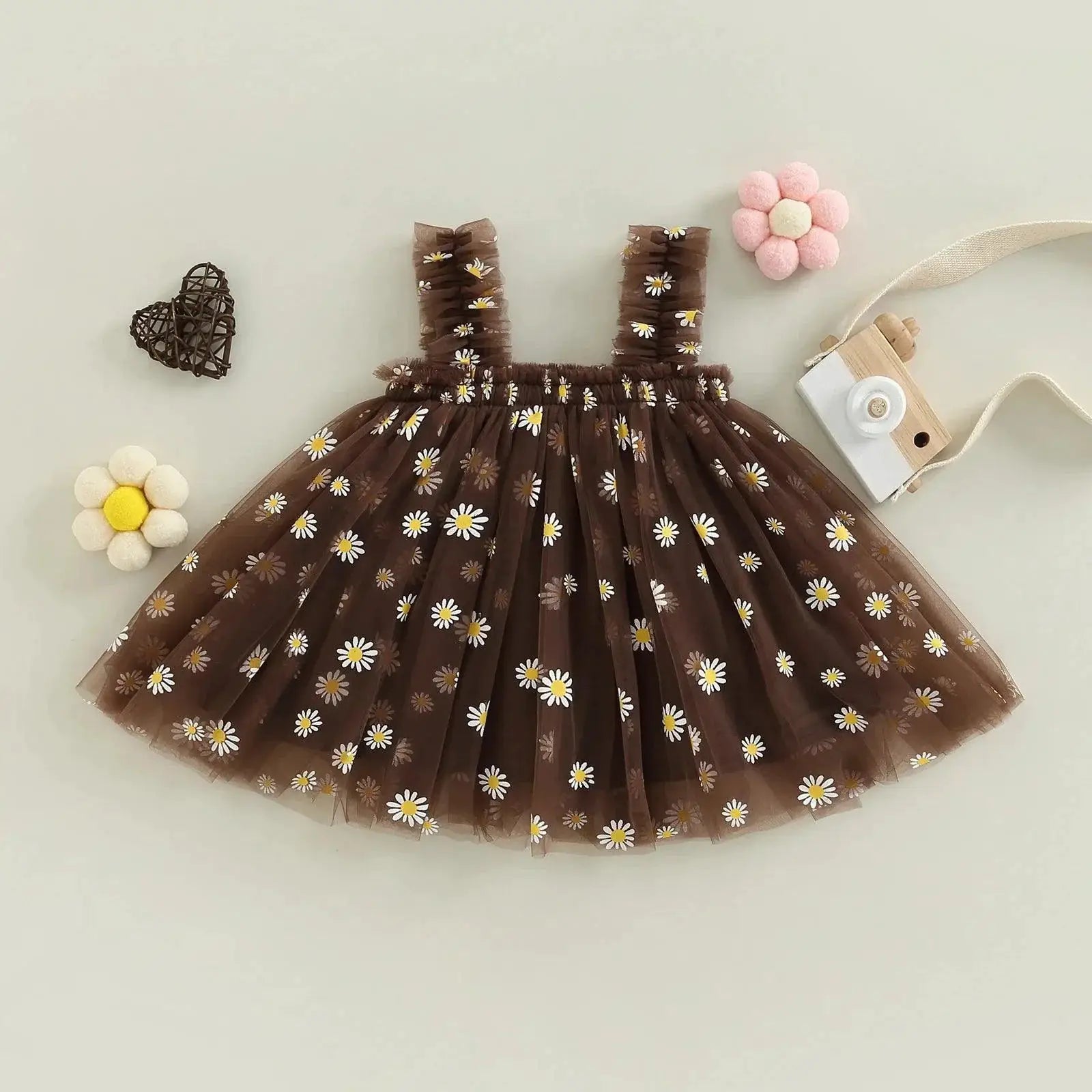Daisy Tulle Dress For Girls Summer Floral Party Outfit