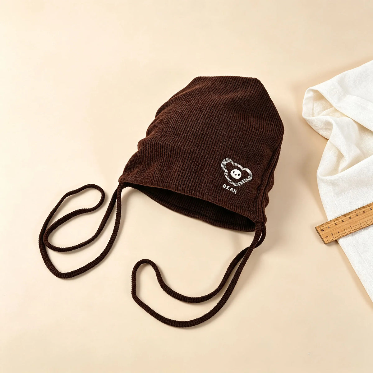 Graphic Ribbed Knit Winter Hat