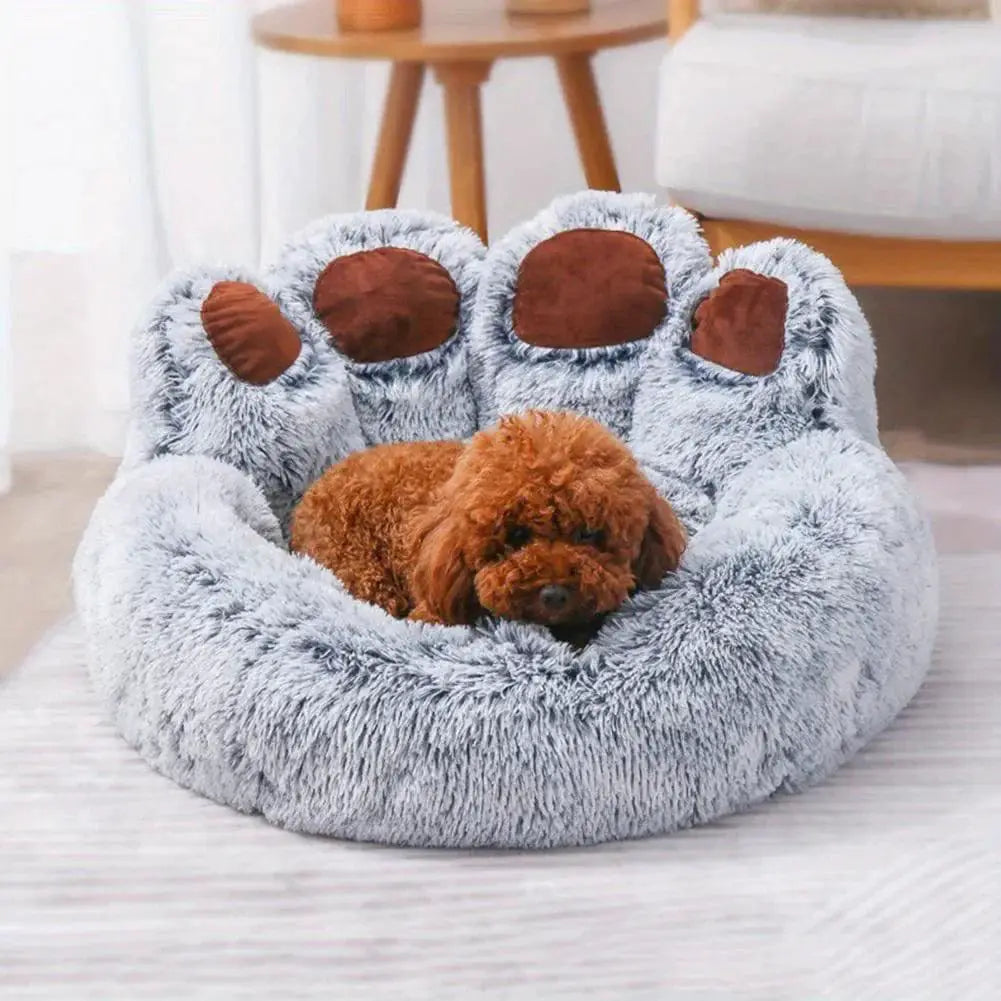 Bear Paw Shape Pet Sofa Bed With Soft Fluffy Cushion