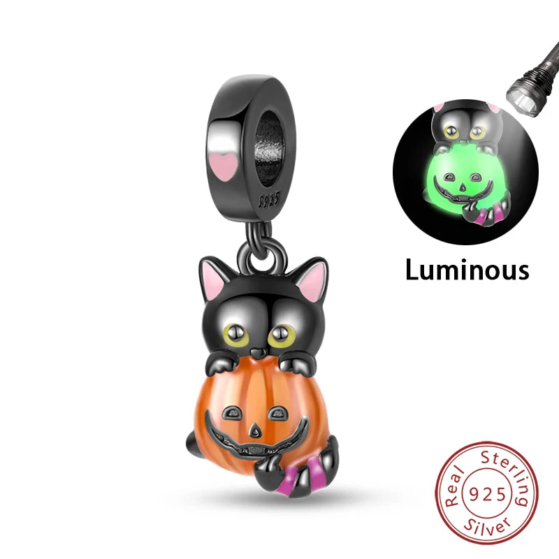 Sterling Silver Halloween Luminous Skull