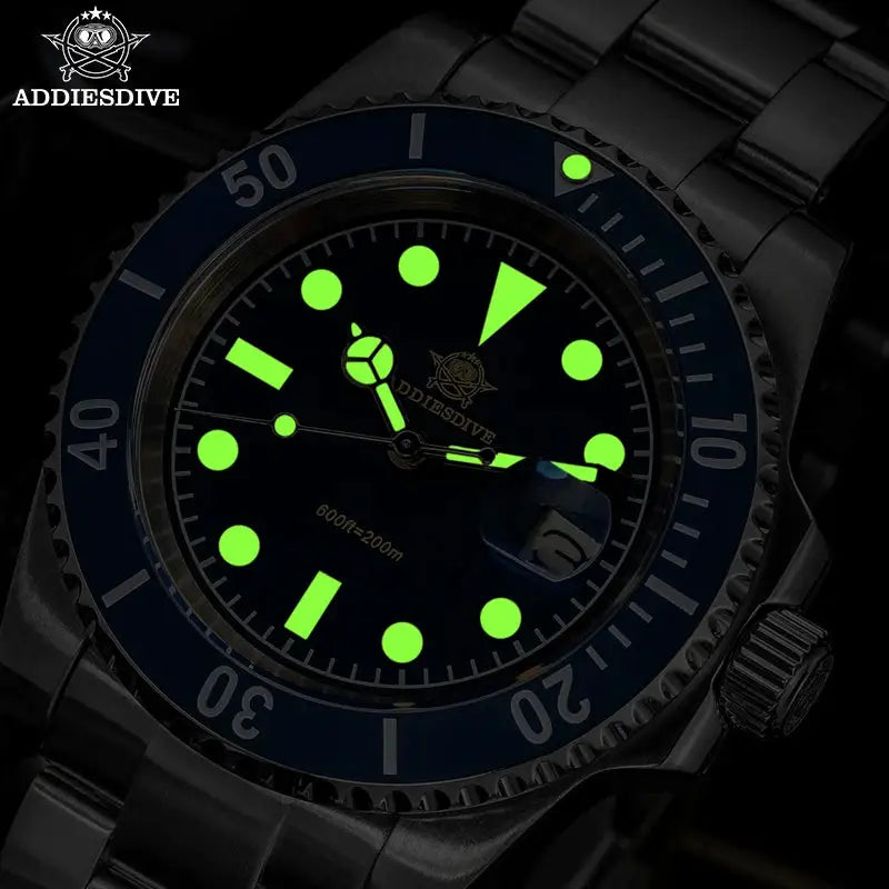 ADDIESDIVE 41mm Men's Quartz Watch Mineral Glass 200m Water Resistance Luminous Hands/Markers Japanese Movement Business Style