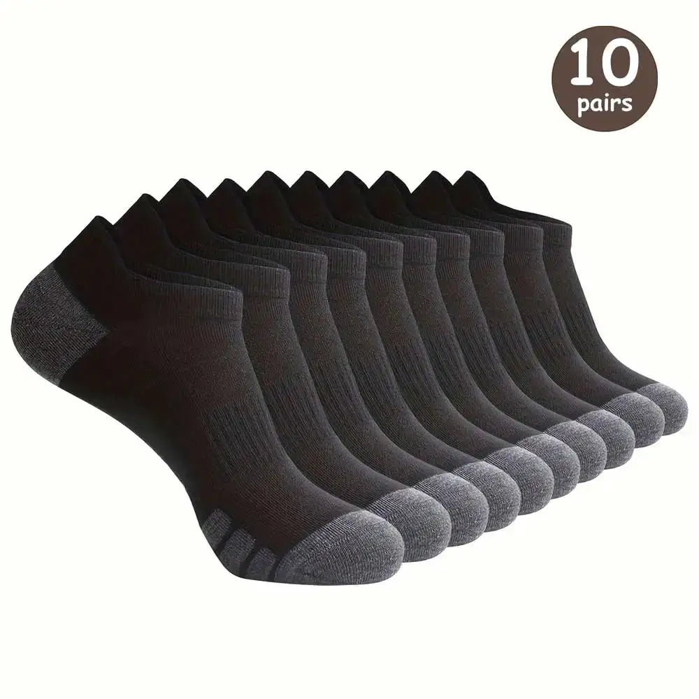 10 Pairs Of Comfortable Breathable Socks Sweat Absorbing Odor Proof Low Cut Solid Color Socks Suitable For Outdoor Activities