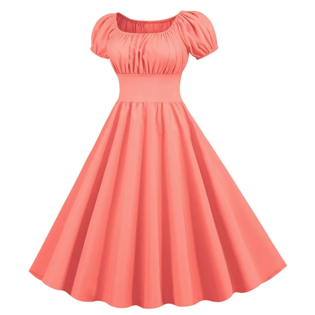 Retro Square Neck Swing Dress