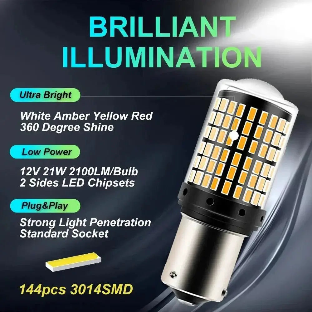 LED Turn Signal Bulbs 144SMD Canbus Lamp 2800 Lumens
