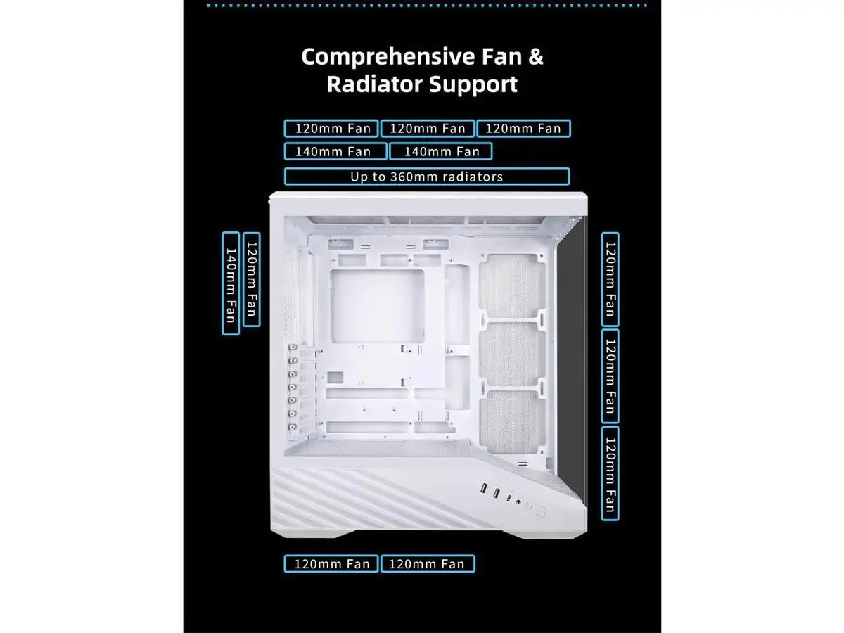 Lian Li V100 ATX Mid-Tower PC Case, 4 x 120mm ARGB PWM Fans Pre-Installed, LED RGB Strip, Display Platform with Tempered Glass, Support 420mm GPUs, 360mm Radiator, Optimized Airflow - White (V100RW)