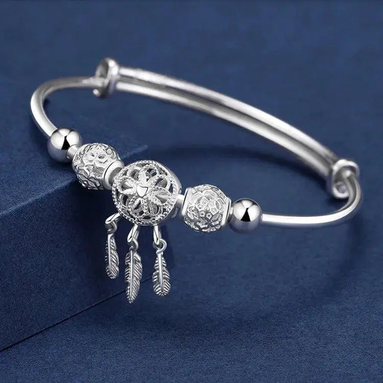 Dreamcatcher Charm Bracelet Silver Cuff For Women Elegant