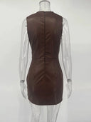 Flatter PU Leather Maxi Dress Party