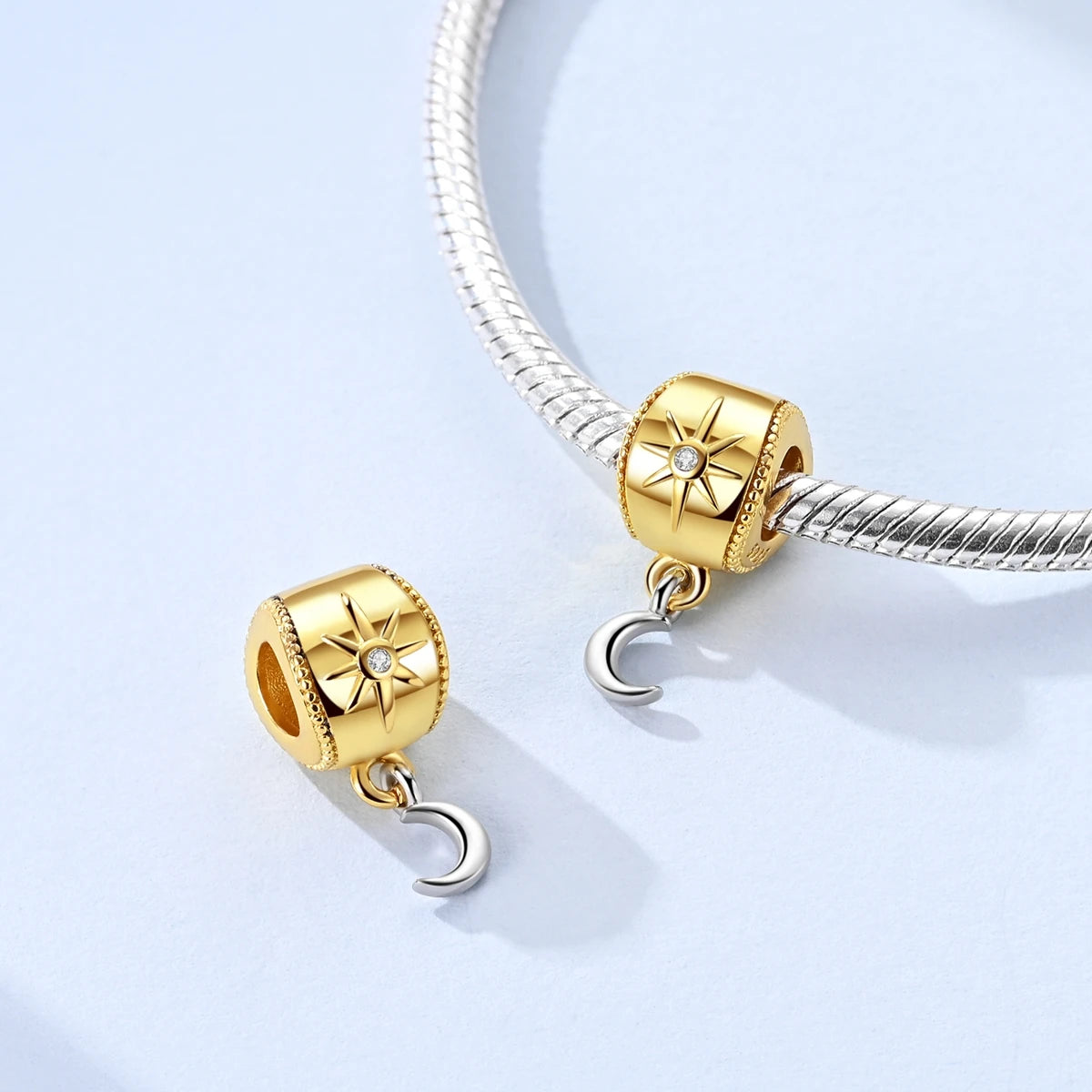 Charm Beads Sterling Silver Golden