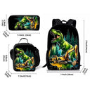 New Dinosaur Pattern Three Piece Set Backpacks for Boy and Girls Best Gifts 2D Flat Cartoon School Backpack for Children