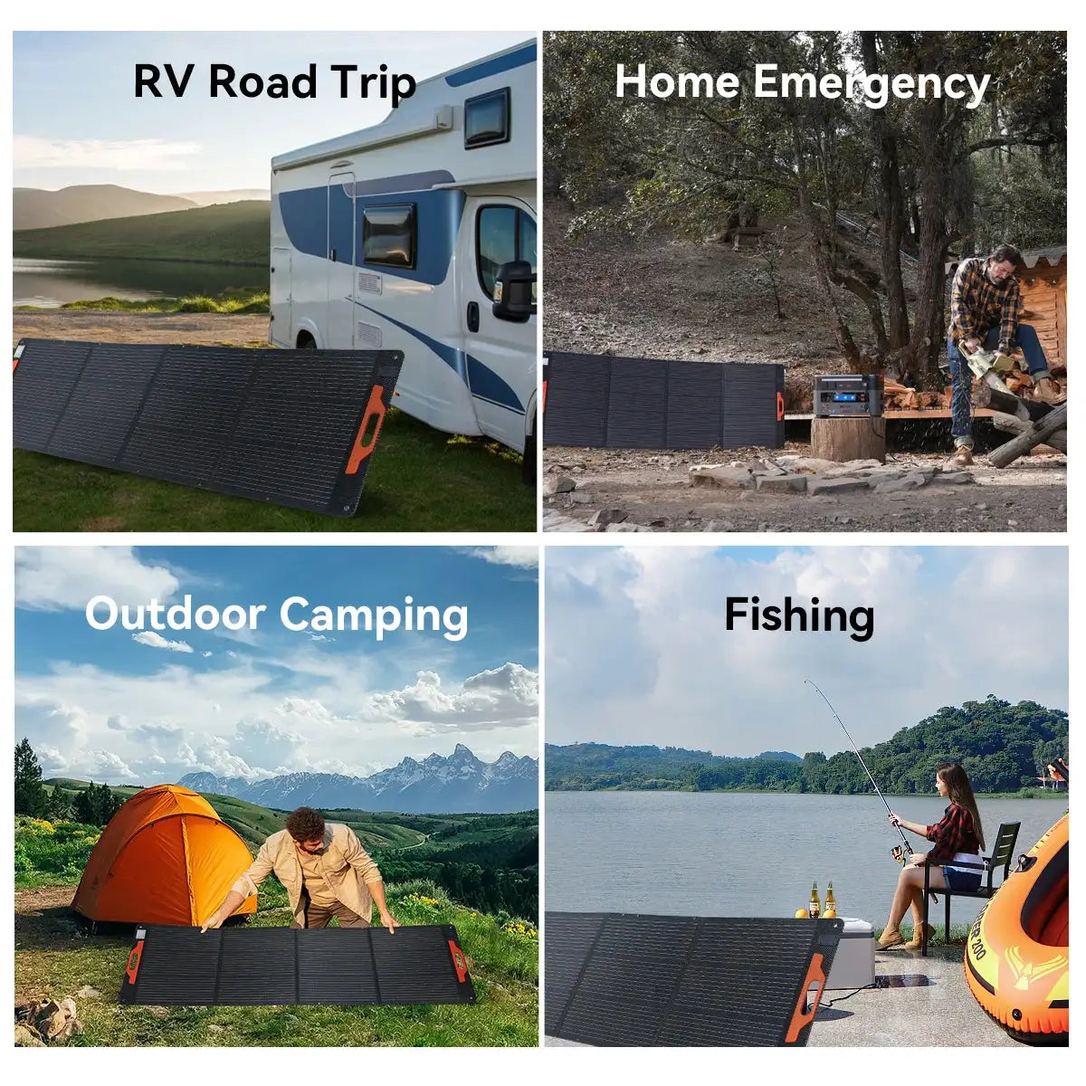OSCAL 200W Portable Foldable Solar Panel Charger, 23% High Efficiency Monocrystalline ETFE, IP67 Waterproof Adjustable Kickstand, for Power Station RV Camping Home Emergency