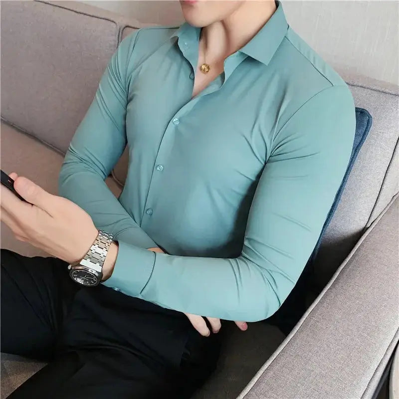Plus Size 4XL M High Elasticity Seamless Shirts Men